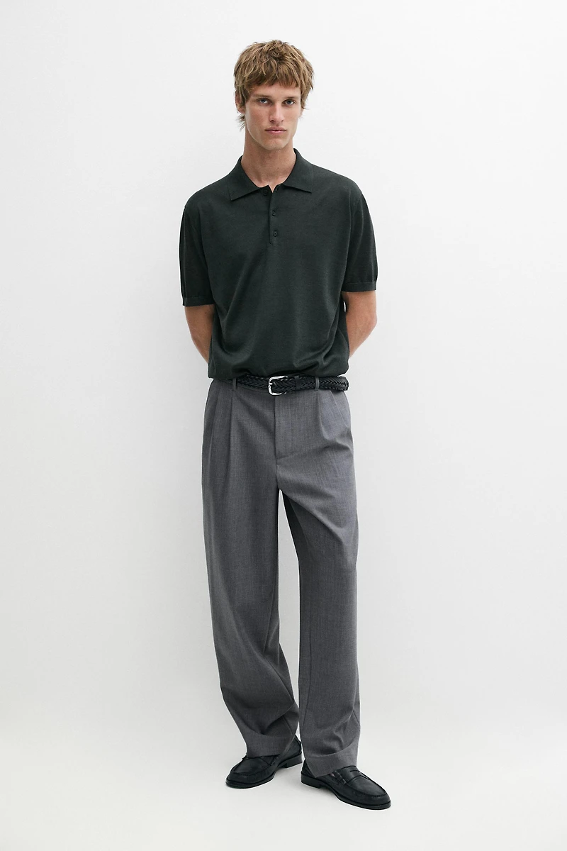 Relaxed fit cool wool darted pants