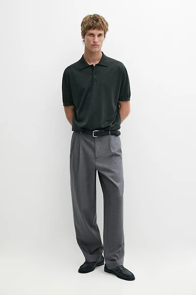 Relaxed fit cool wool darted pants