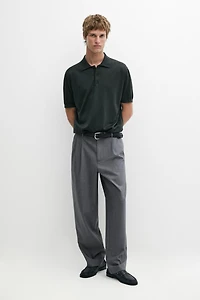 Relaxed fit cool wool darted pants