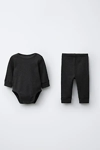 WAFFLE BODYSUIT AND LEGGING SET