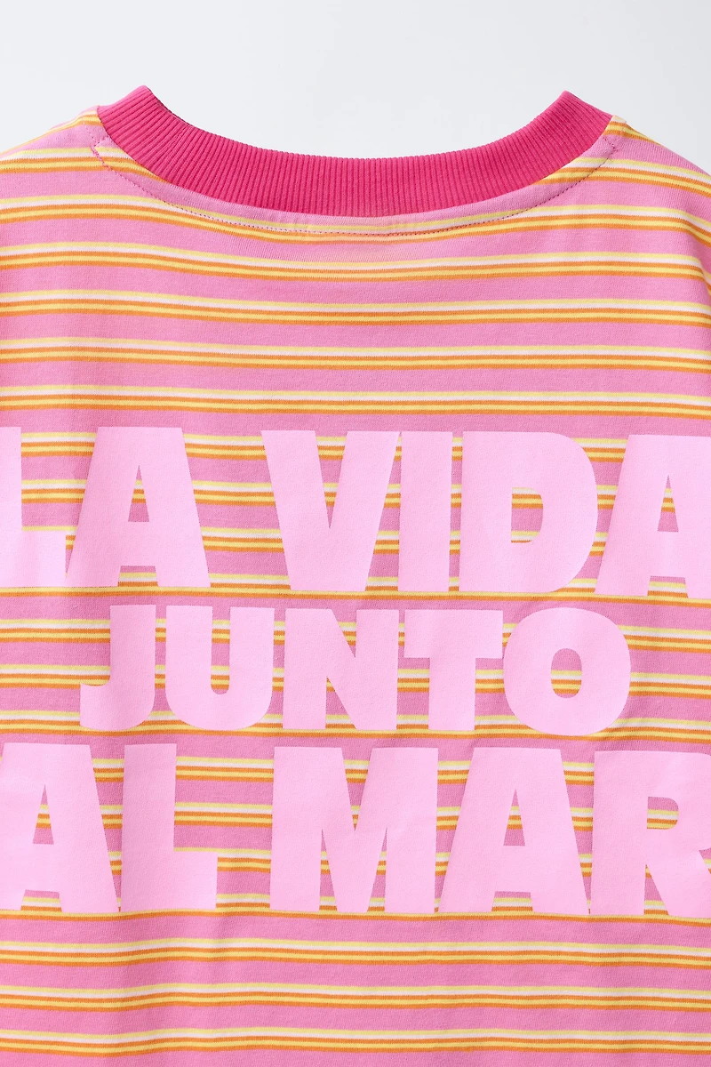 STRIPED AND PRINTED T-SHIRT
