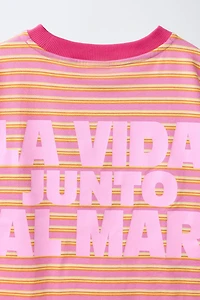 STRIPED AND PRINTED T-SHIRT