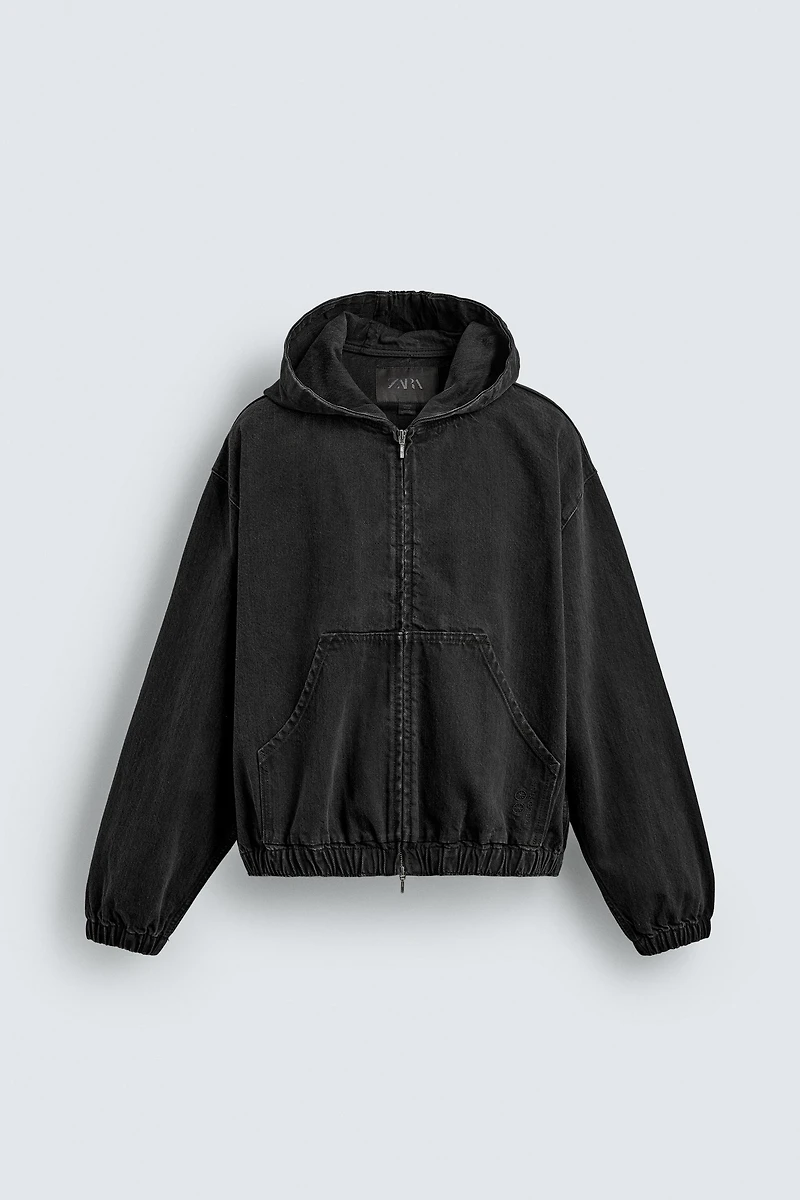 BLOUSON DÉLAVÉ À CAPUCHE