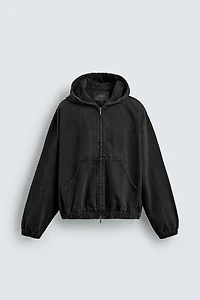 BLOUSON DÉLAVÉ À CAPUCHE