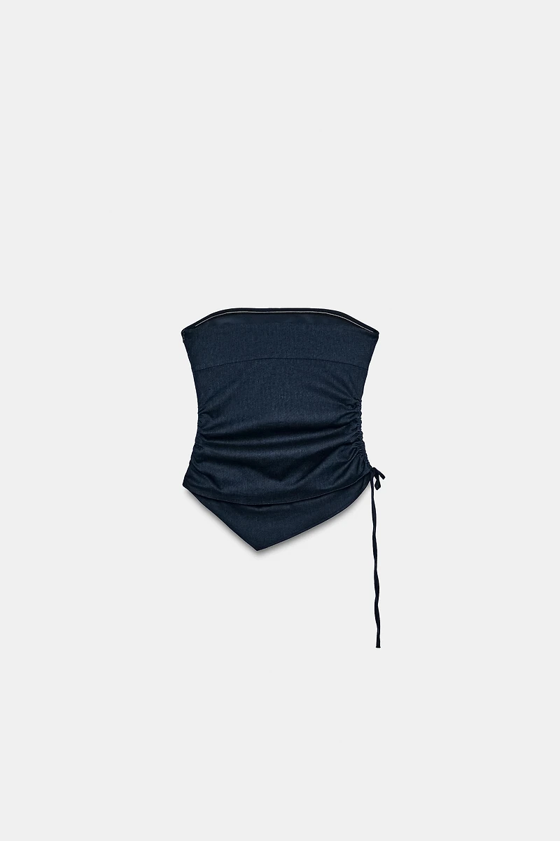 DRAPED LINEN TOP
