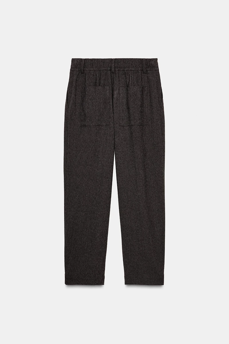 PLEATED PANTS WITH ELASTIC BACK