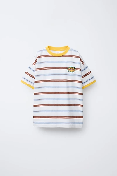 STRIPED AND EMBROIDERED T-SHIRT