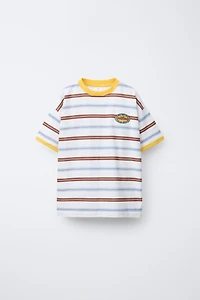 STRIPED AND EMBROIDERED T-SHIRT