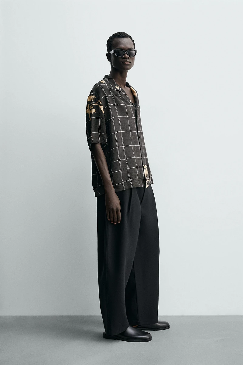 COMBINATION PRINT FLOWY SHIRT