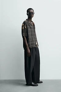 COMBINATION PRINT FLOWY SHIRT