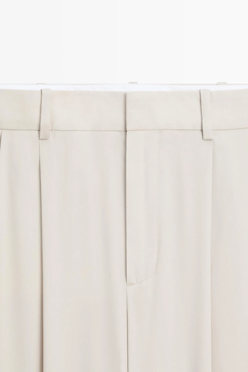 Wool blend darted pants with button detail