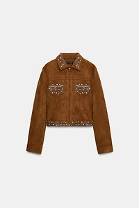 FAUX SUEDE STUDDED JACKET