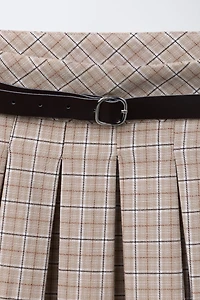 BOX PLEAT BELTED SKIRT