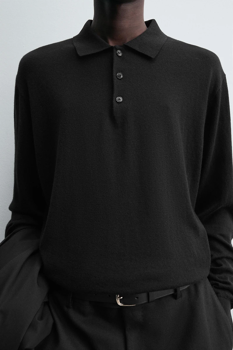 POLO EN MAILLE DE COTON ET LAINE