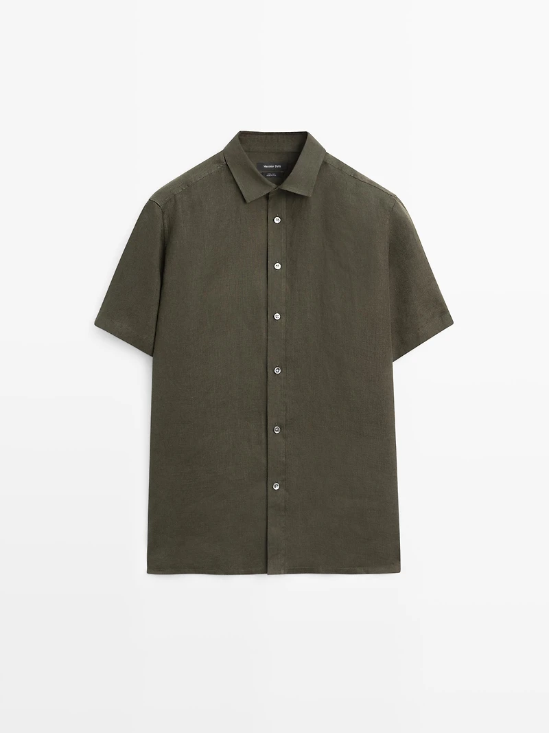 Regular fit short sleeve linen shirt