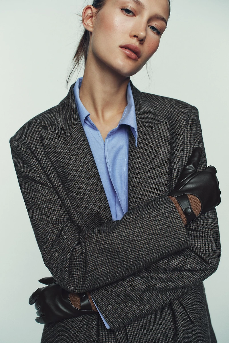 FAUX LEATHER GLOVES WITH WOOL