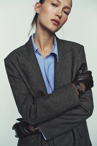 FAUX LEATHER GLOVES WITH WOOL