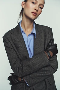 FAUX LEATHER GLOVES WITH WOOL