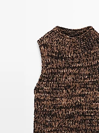 Top à encolure américaine en maille chinée