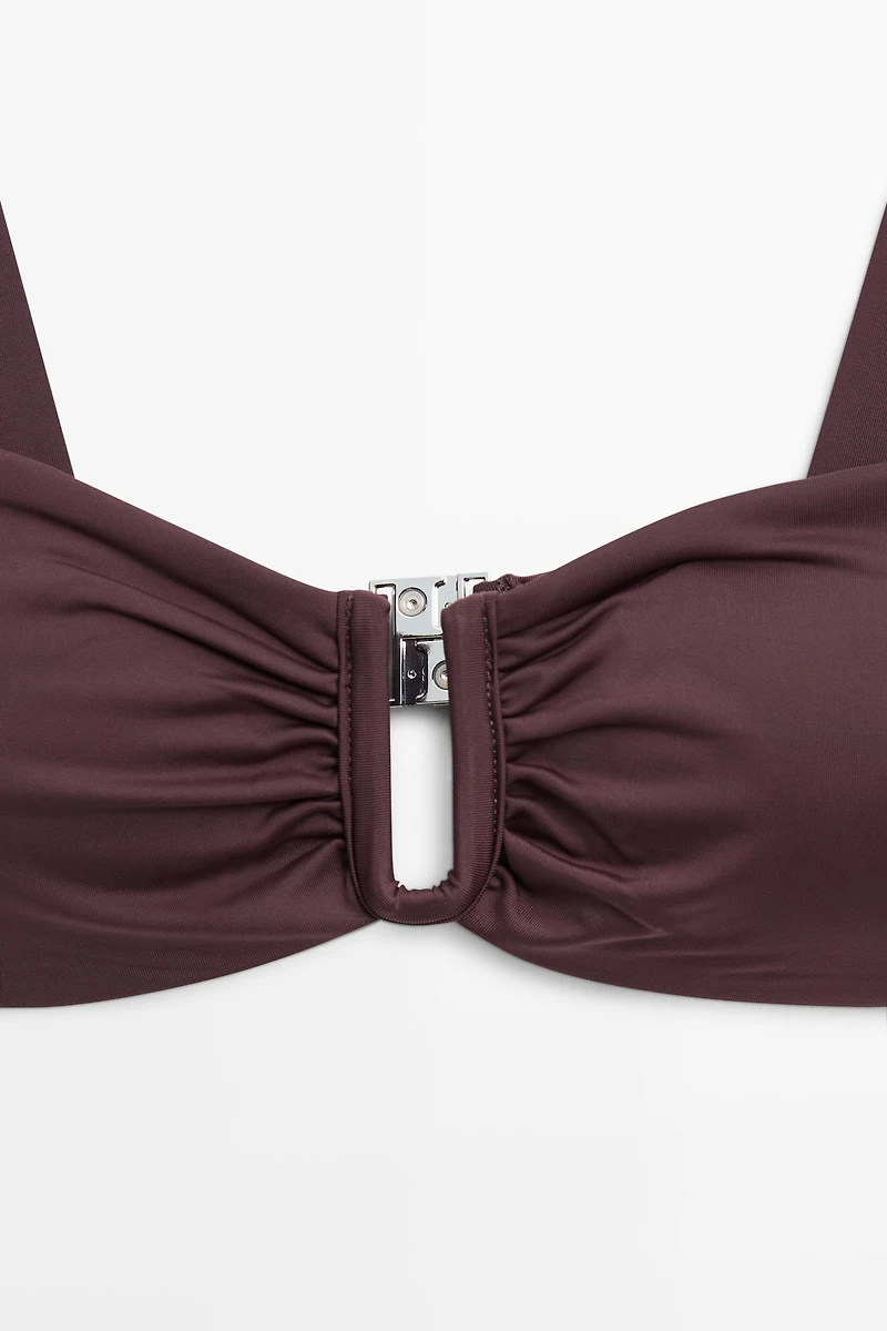 Strappy bikini top with gathered detail