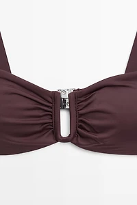 Strappy bikini top with gathered detail