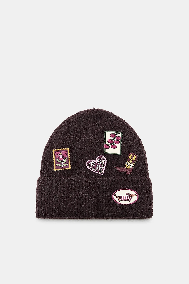 PATCHED KNIT BEANIE