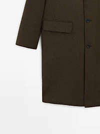 Long double wool blend coat