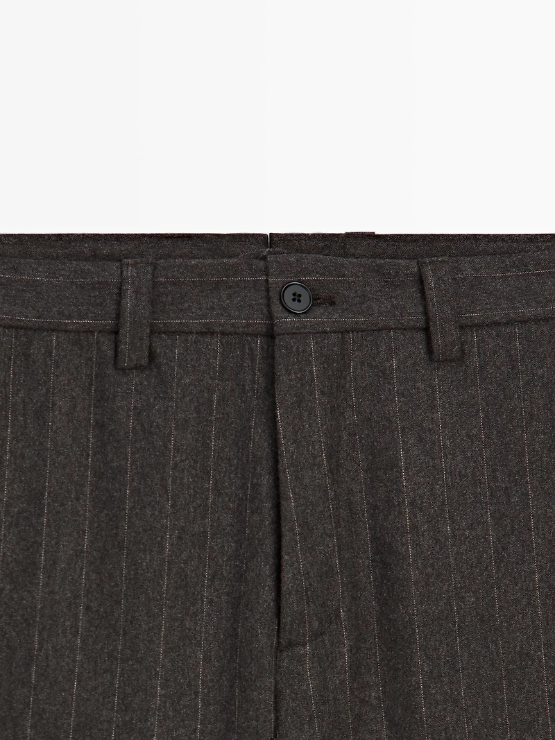 Striped wool blend suit trousers
