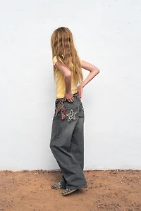 JEAN WIDE LEG ÉTOILES IMPRIMÉ ANIMAL