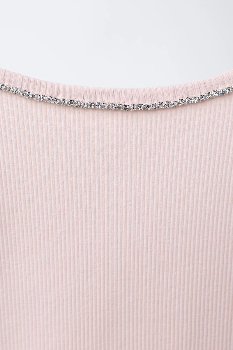 JEWELED RIB T-SHIRT