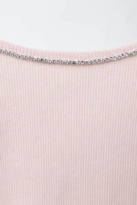JEWELED RIB T-SHIRT