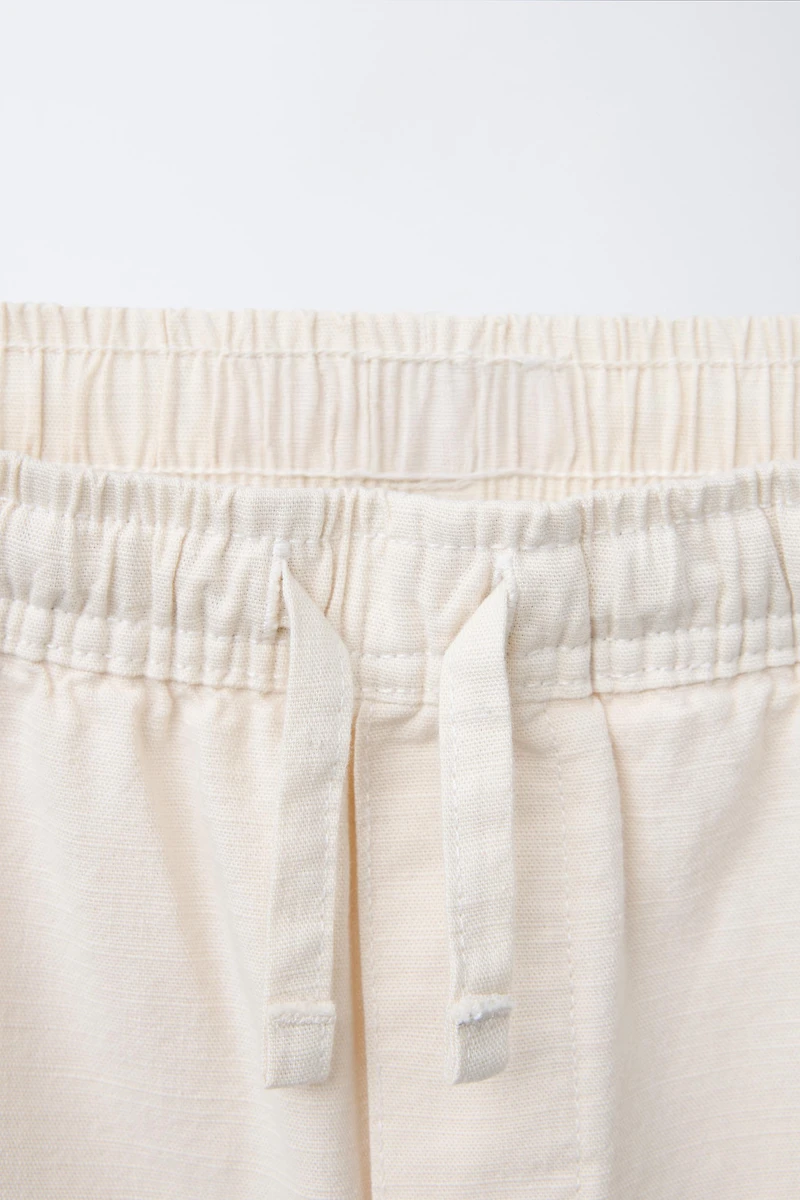 WIDE FIT COTTON SHORTS WITH LABEL