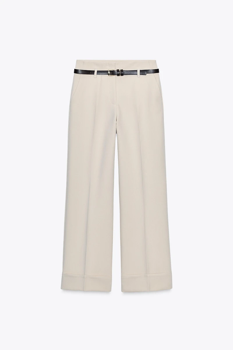 PANTALON BAS AVEC REVERS ET CEINTURE