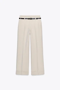 PANTALON BAS AVEC REVERS ET CEINTURE