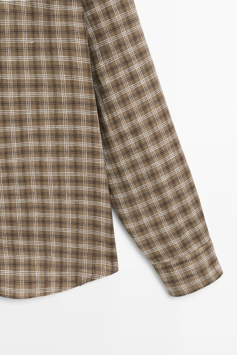 100% linen regular fit check shirt