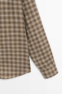 100% linen regular fit check shirt