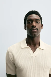 RIBBED KNIT POLO SHIRT