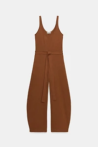 BELTED HEAVY COTTON JUMPSUIT