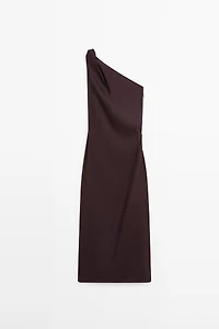 Asymmetric linen blend dress