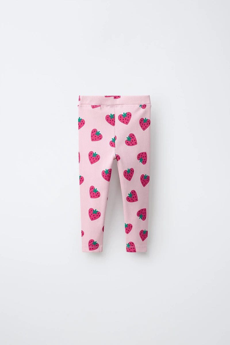 STRAWBERRY RIBBED LEGGINGS