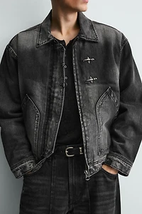 BOXY FIT DENIM JACKET WITH FIREMAN CLASPS