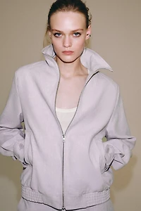 LINEN BLEND BOMBER JACKET ZW COLLECTION