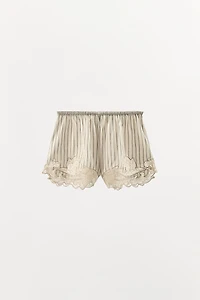 EMBROIDERED LACE STRIPED SHORTS