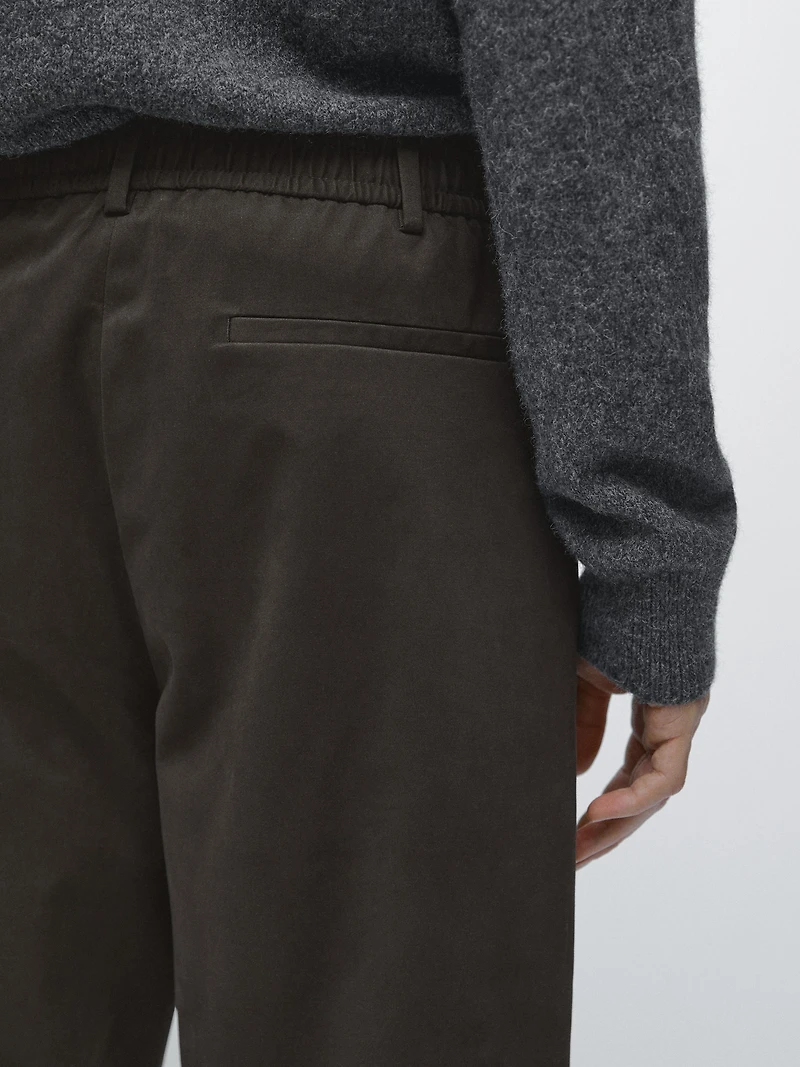 Cotton blend jogger fit trousers