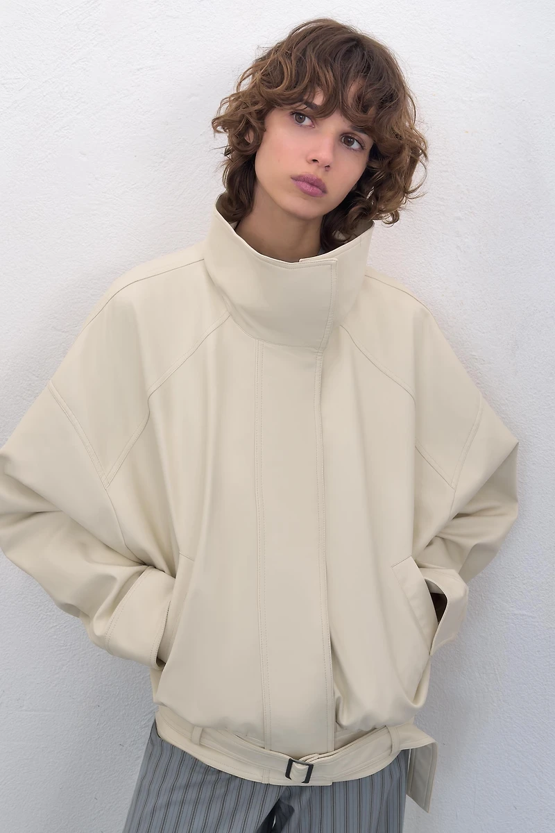 FAUX LEATHER BOMBER JACKET