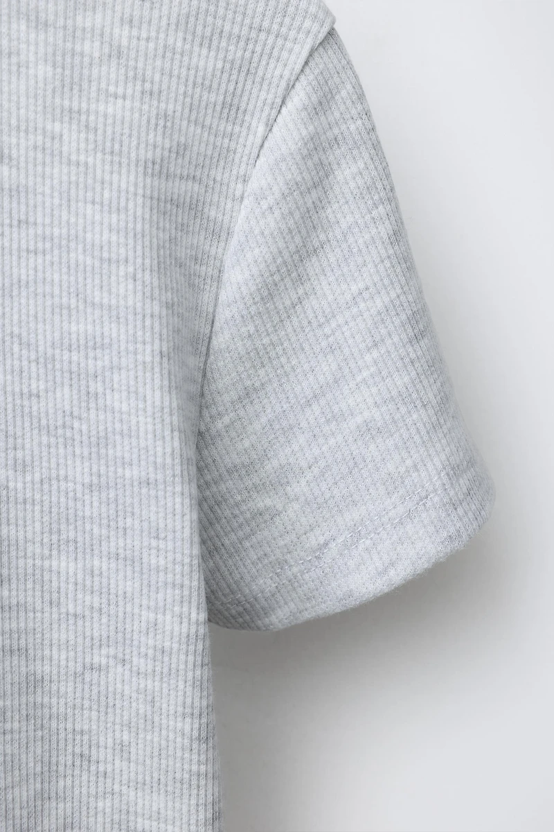 DOG PRINT RIBBED T-SHIRT