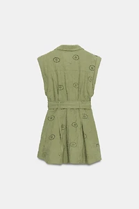 SHORT EMBROIDERED EYELET DRESS