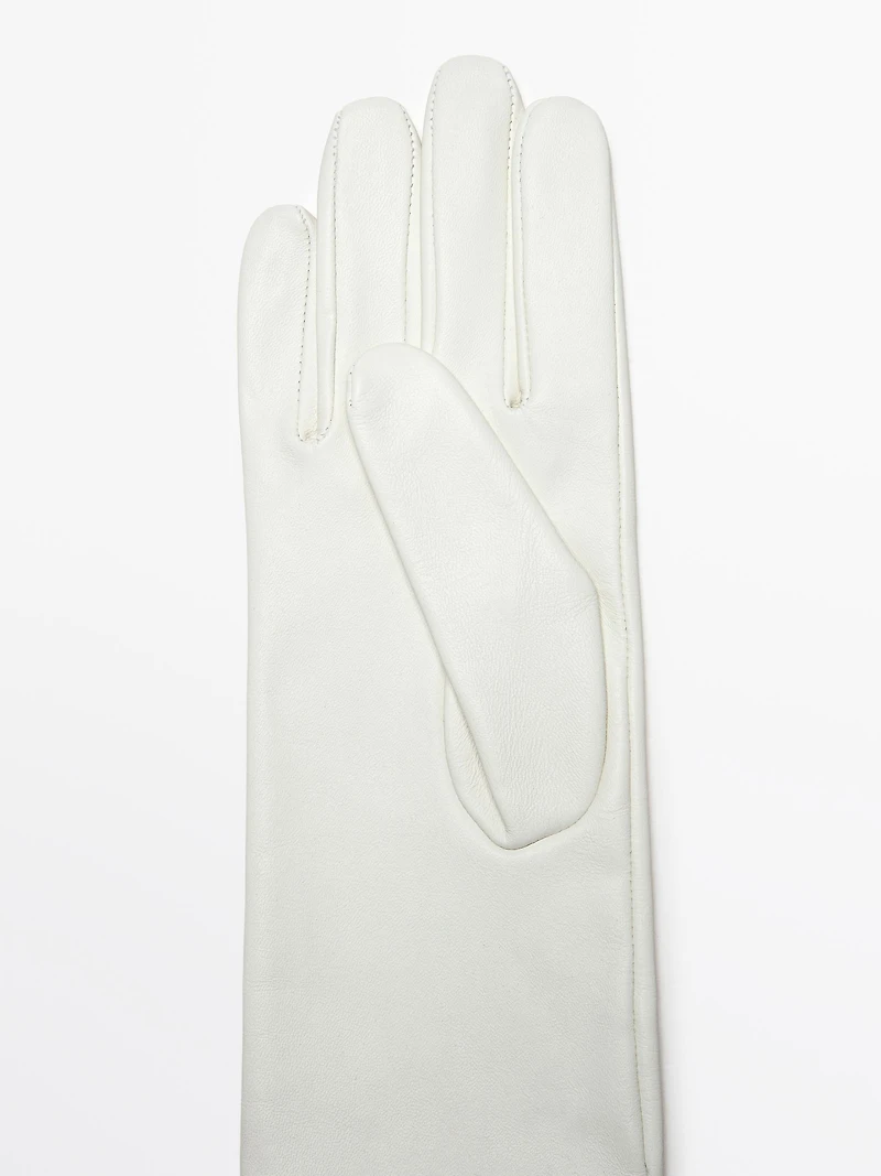 Long nappa sheepskin leather gloves