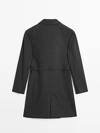 Long striped wool blend blazer