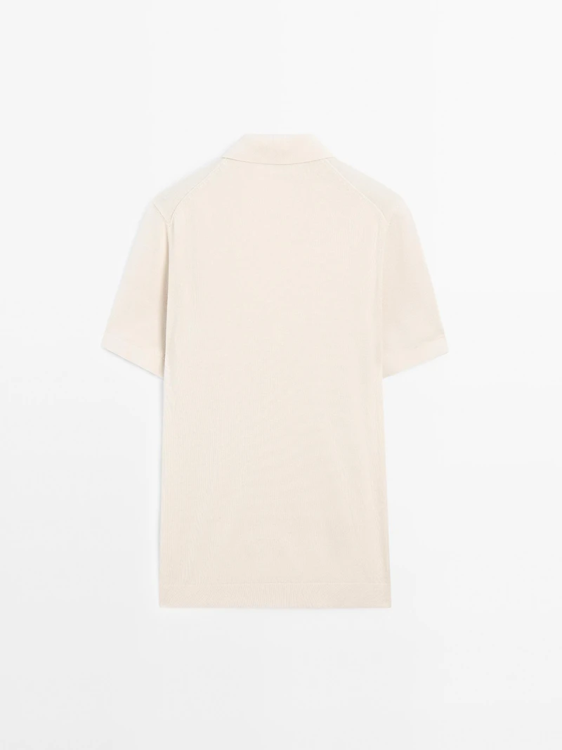 Polo en maille de coton à col zippé